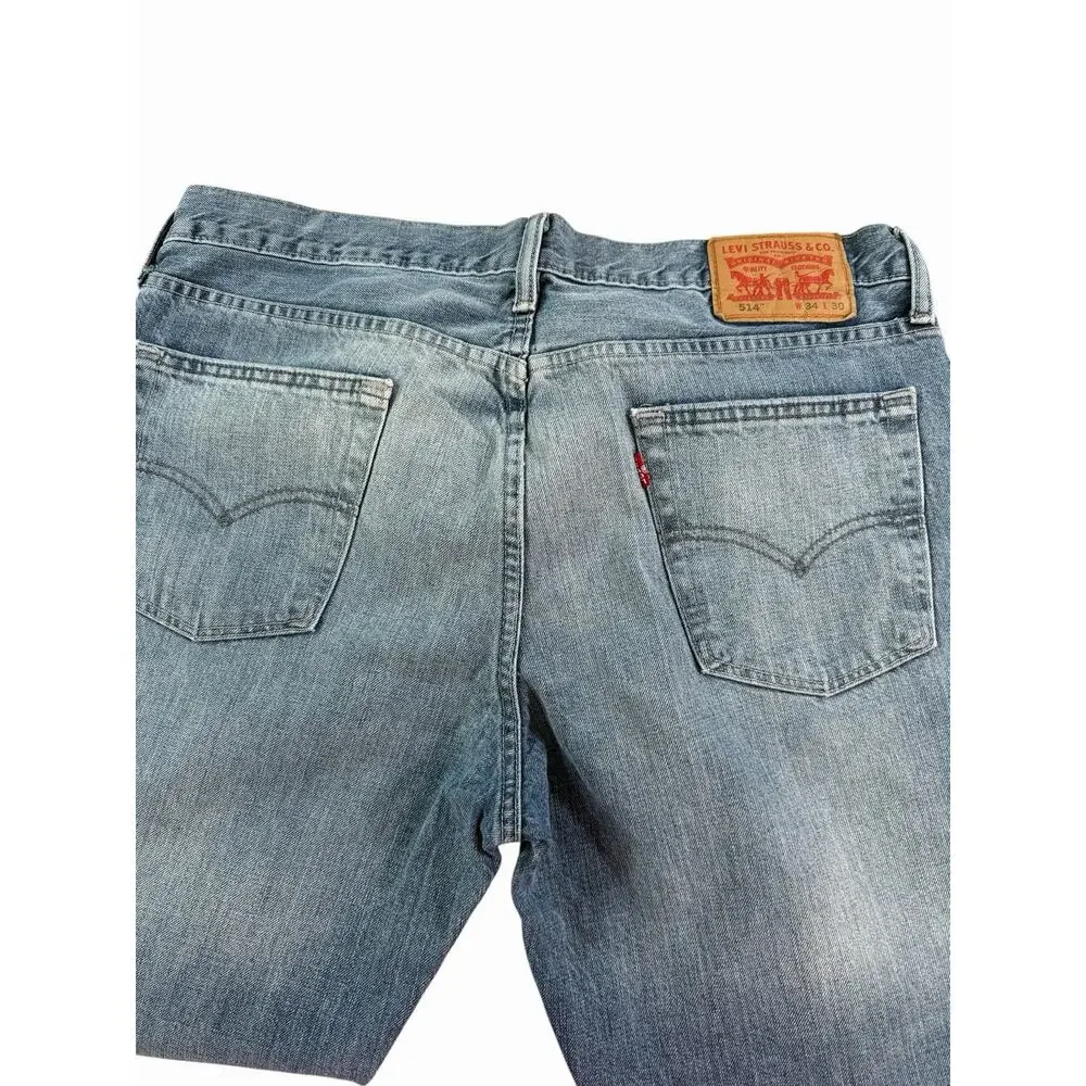 Levi’s 514 Straight Fit Jeans Men’s 34x30 Light Wash Blue Denim Cotton